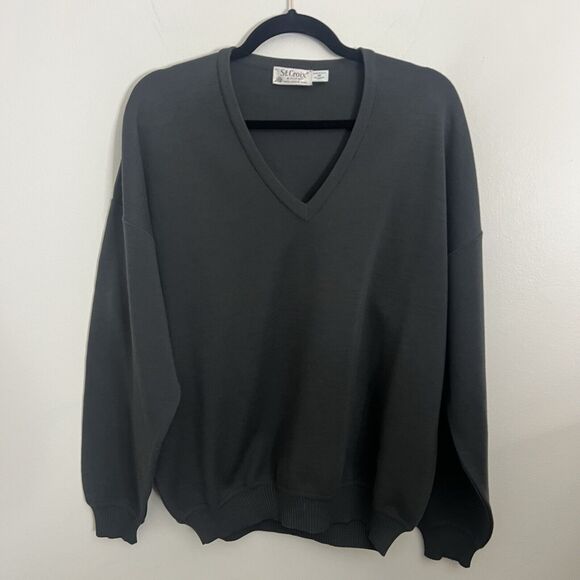 St. Croix Knits Men’s 100% Wool V Neck‎ Sweater Sz M Vintage - Picture 1 of 11